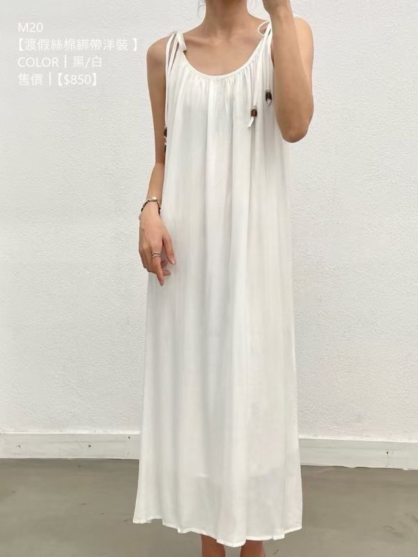 25春夏【渡假絲棉綁帶洋裝】 