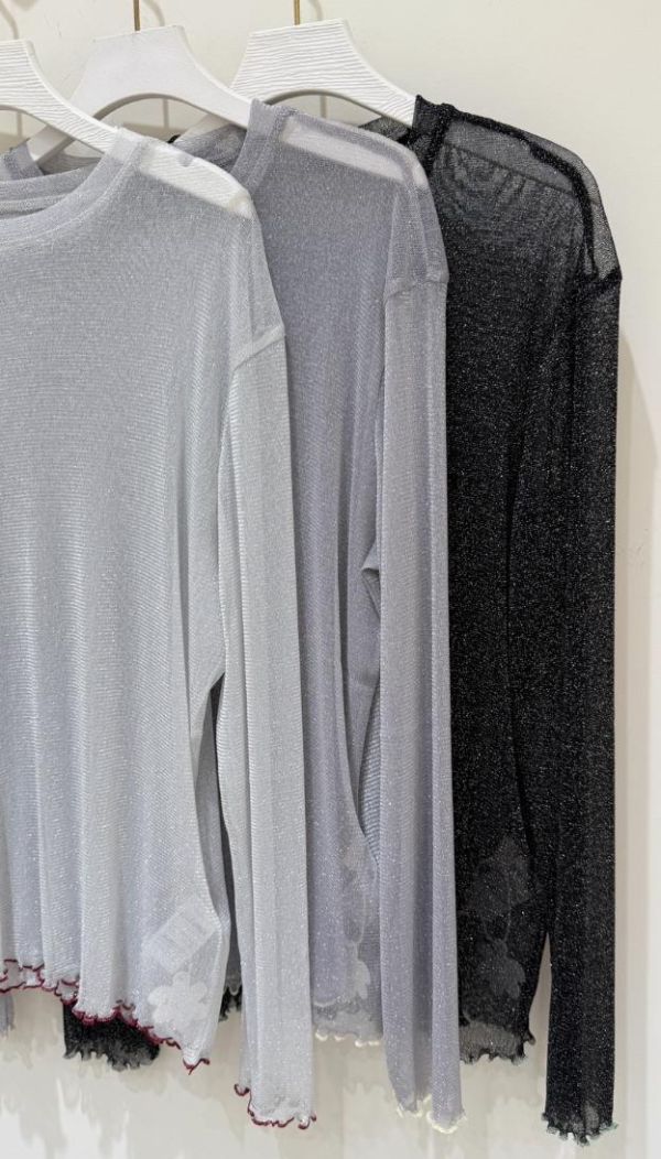 【亮絲網紗撞色木耳邊內搭】 