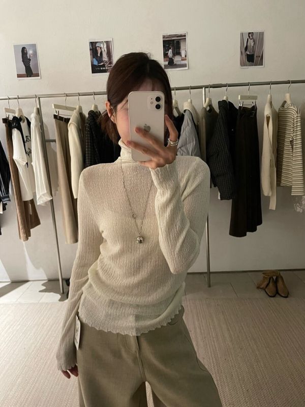 羊毛樹枝紋高領內搭 