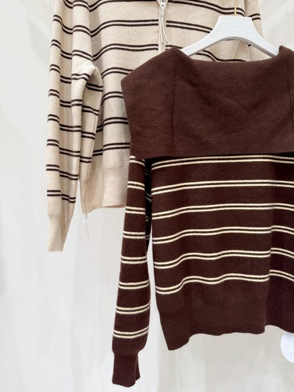 條紋雙拉鏈上衣 