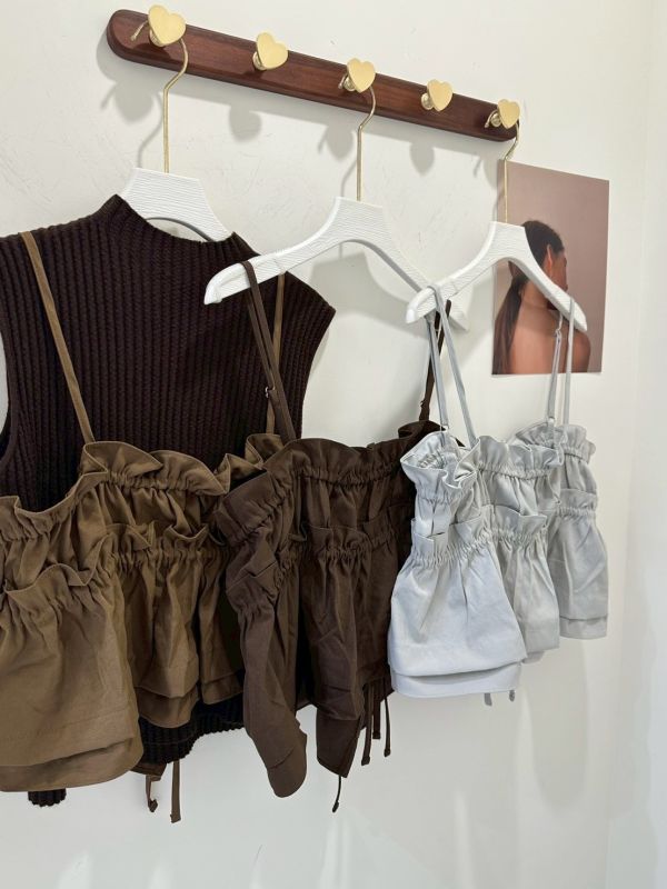 【千層綁帶甜美吊帶】 