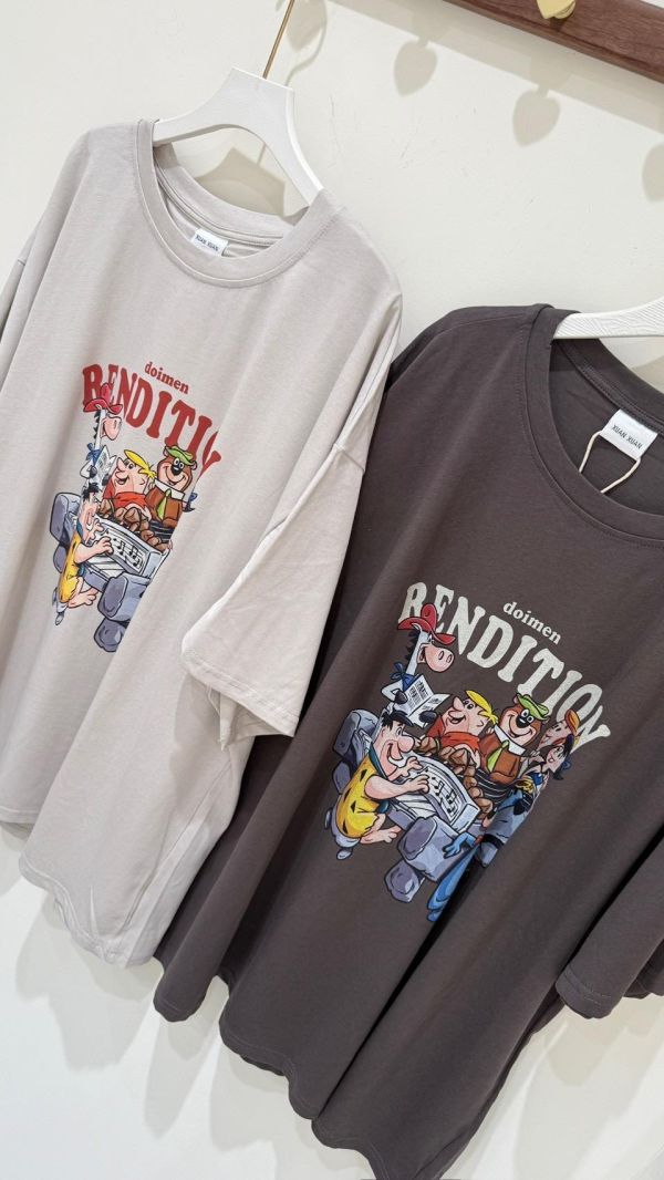 【復古摩登人卡通棉T】 