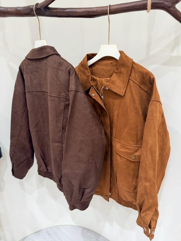 麂皮寬版夾克外套 