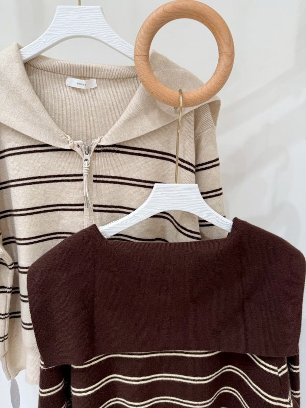 條紋雙拉鏈上衣 