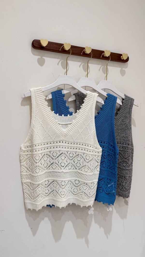 【V領針織提花背心】 