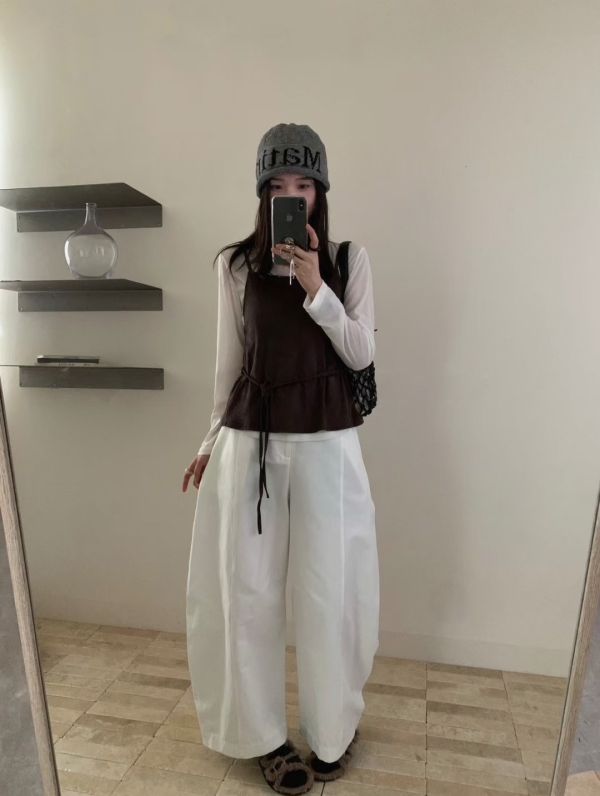 【麂皮吊帶綁帶上衣】 