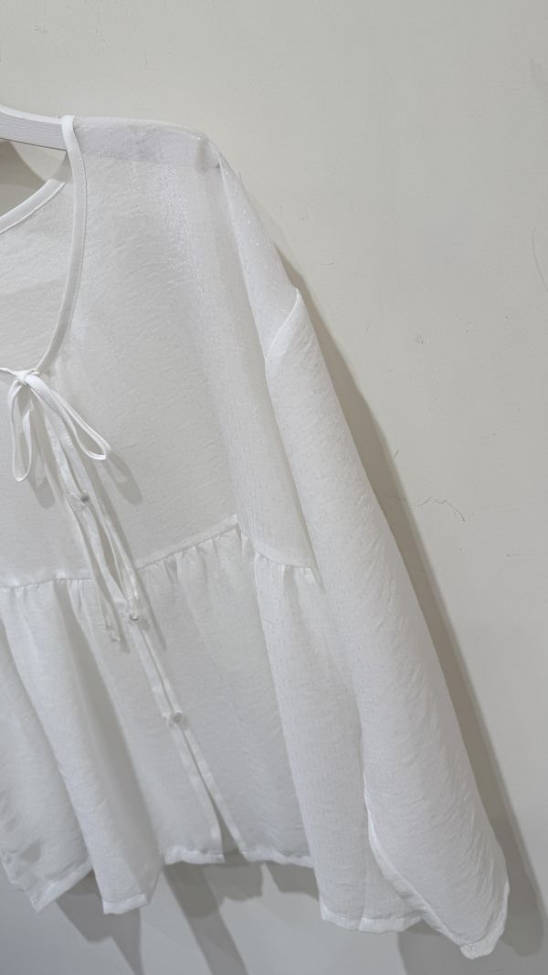 【亮絲雪紡透膚上衣罩衫】 