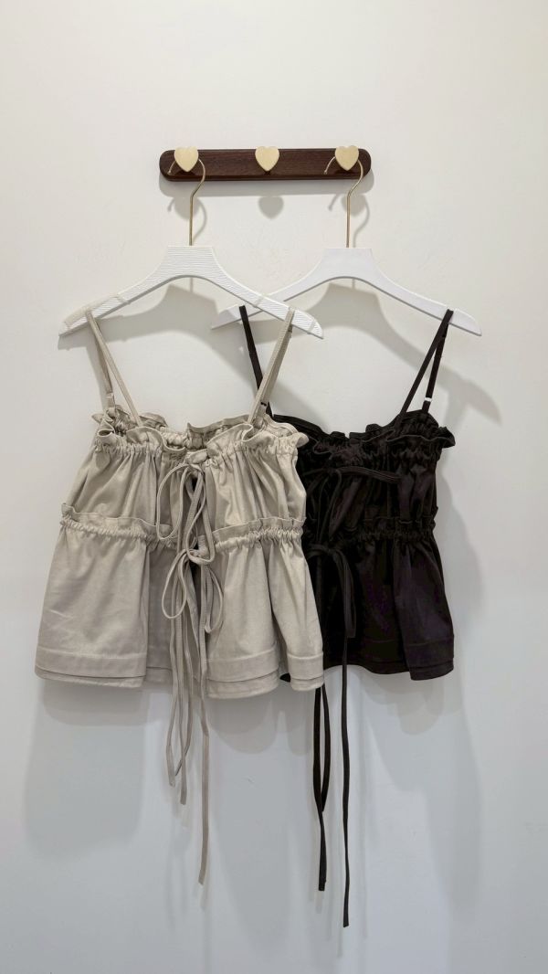 麂皮抽縐兩面穿背心 