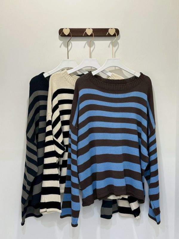 【針織條紋上衣】 