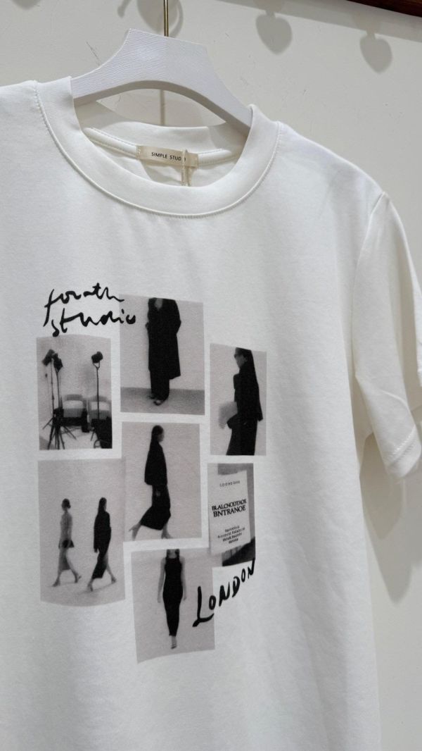 【黑白美式相片短袖棉T】 