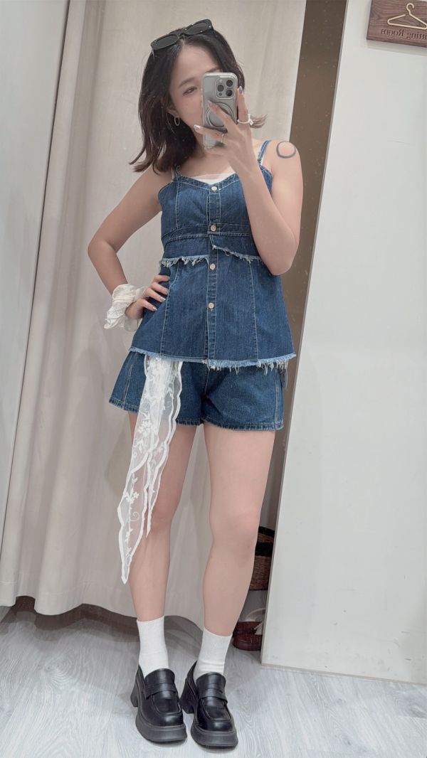 25夏季尾波【愛心刷破顯瘦牛仔短褲】 