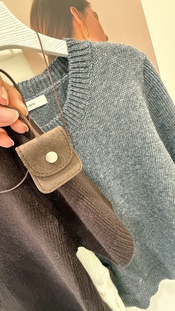 皮繩針織短袖上衣 