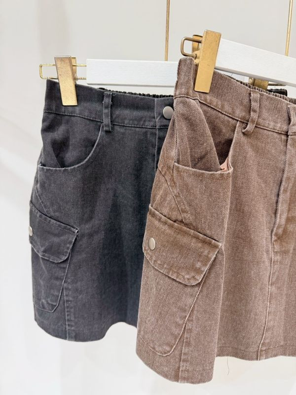 彈力鬆緊工裝牛仔裙 