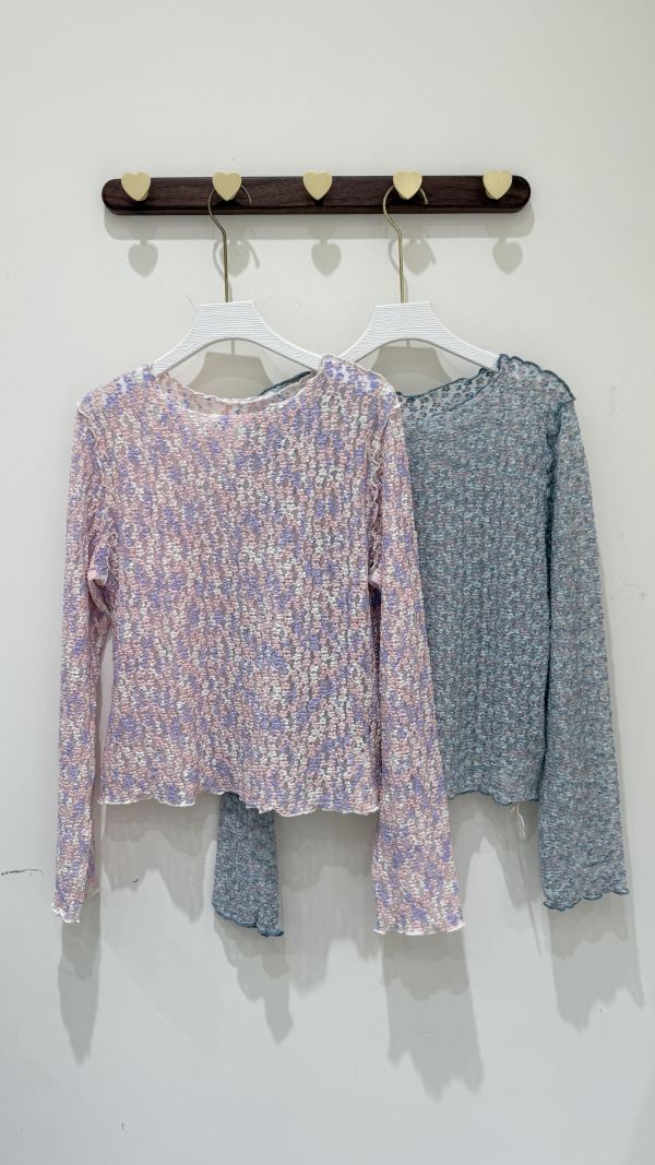 【彩色立體花花網紗上衣】 