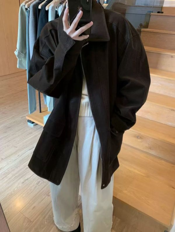 復古麂皮絨感外套 