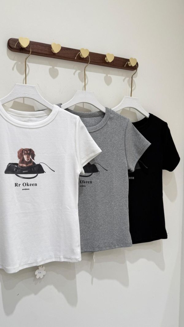 【臘腸狗狗彈力短袖棉T】 