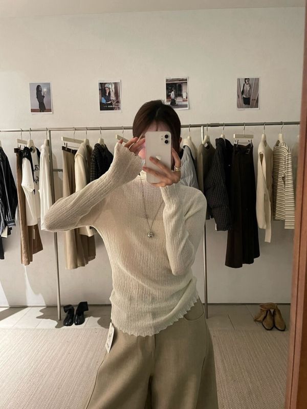 羊毛樹枝紋高領內搭 