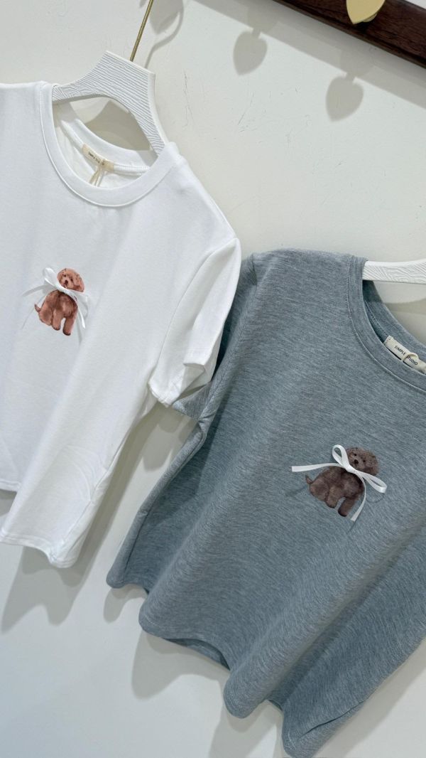 【蝴蝶結狗狗短袖棉T】 