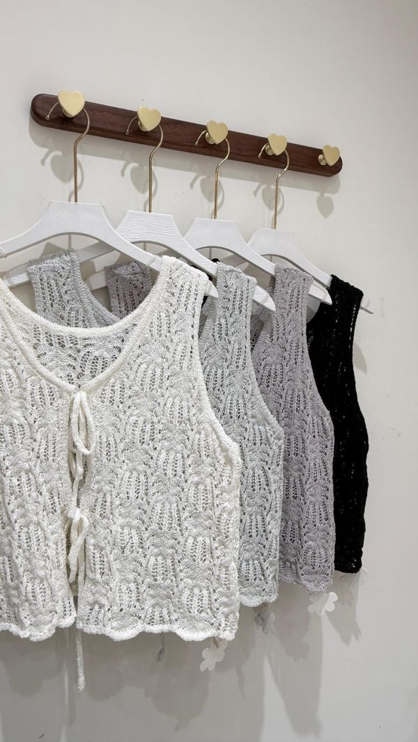 【雙綁帶針織背心】 