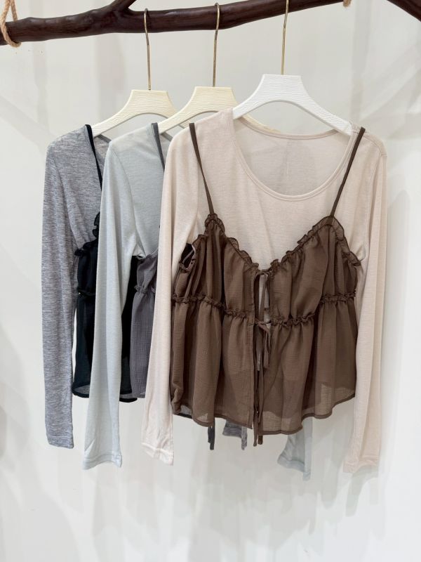 雪紡紗綁帶背心套組 