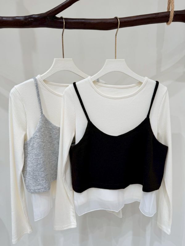 雙層針織背心套裝 