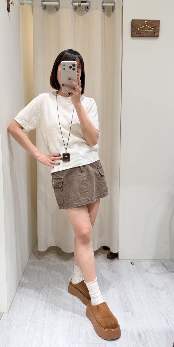 彈力鬆緊工裝牛仔裙 