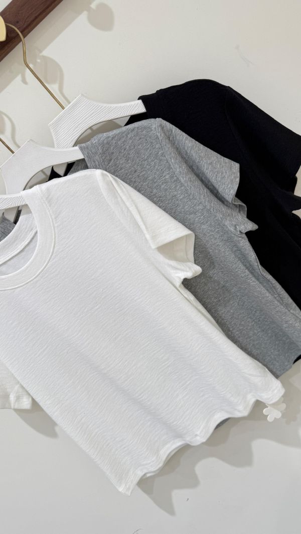 【莫代雪花棉素面短袖棉T】 