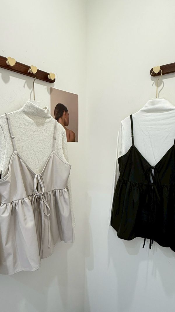 皮革綁帶吊帶背心 