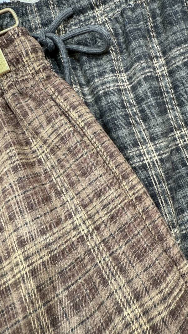 秋冬磨毛格子寬褲 