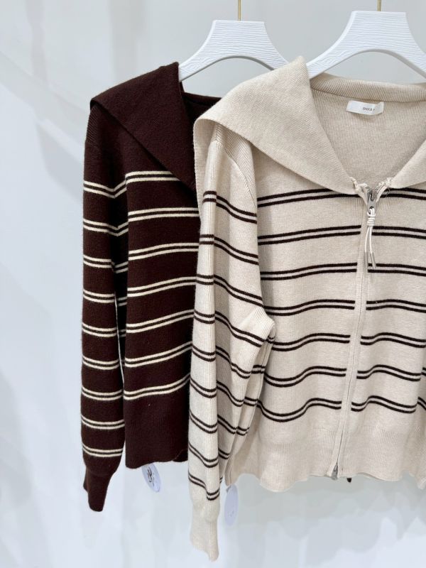 條紋雙拉鏈上衣 