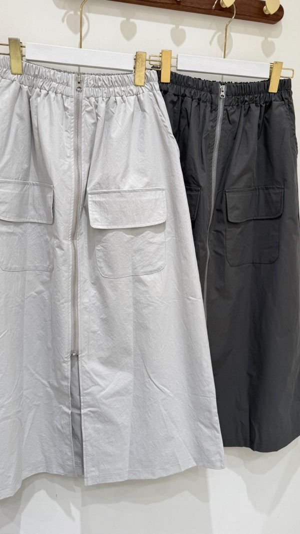 【拉鏈風衣工裝裙】 