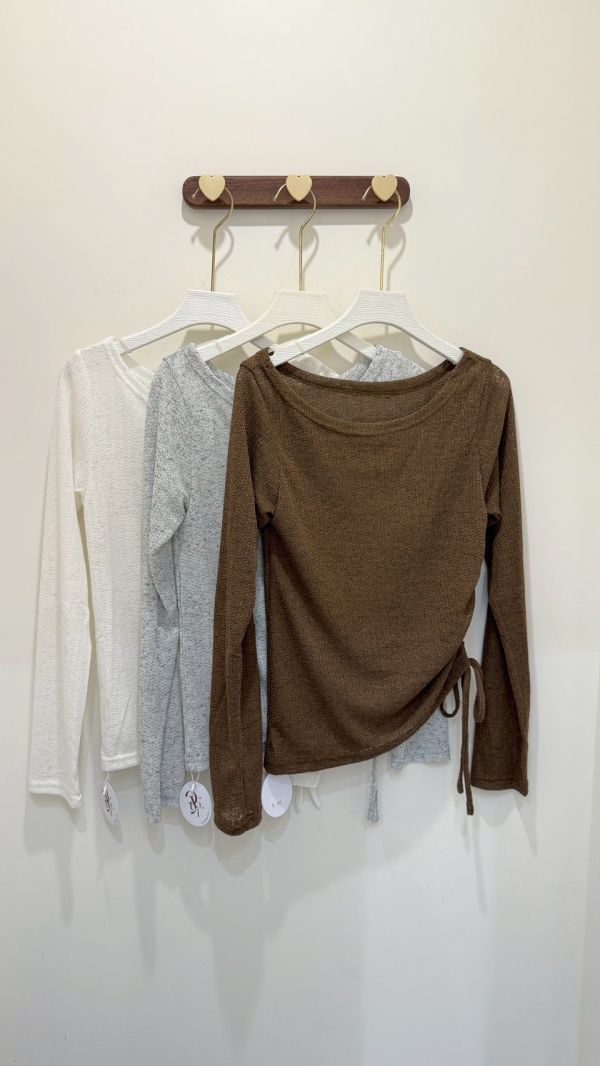 抓皺抽繩透膚罩衫 