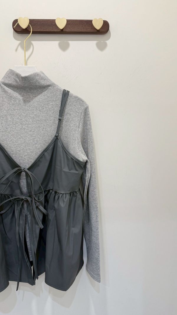 皮革綁帶吊帶背心 