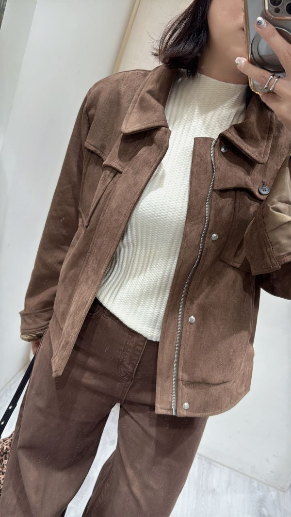 柔軟麂皮口袋外套 