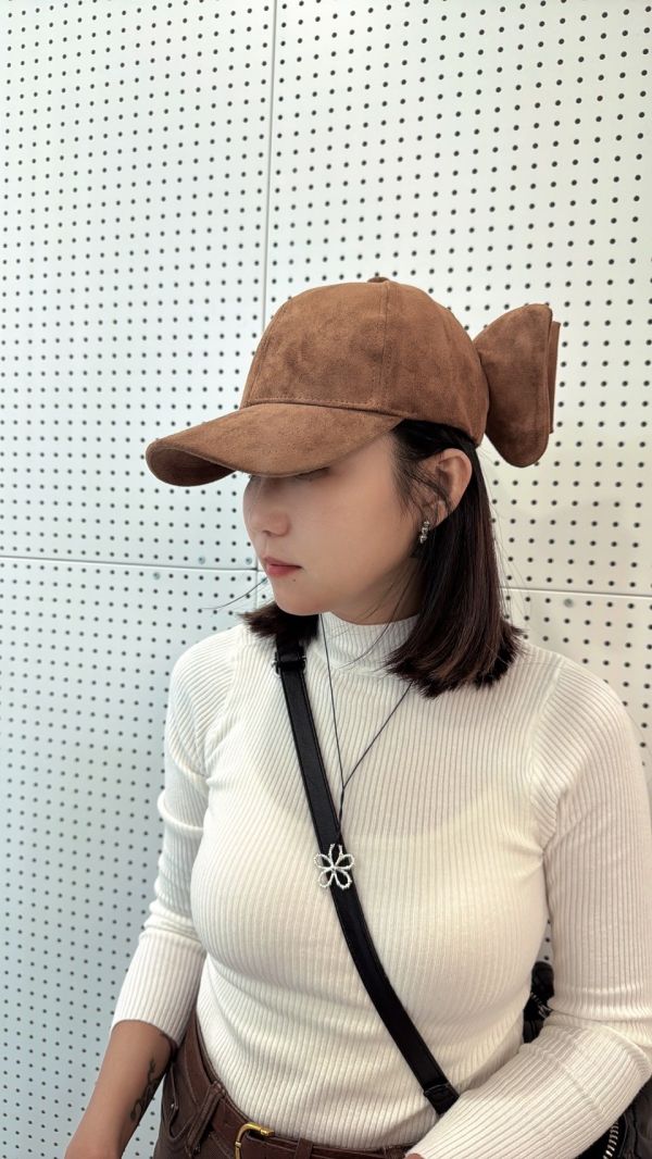 麂皮後蝴蝶結帽 