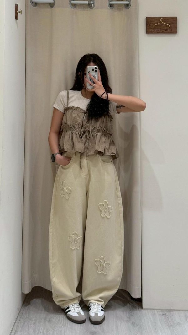 【毛毛花朵繭型褲】 