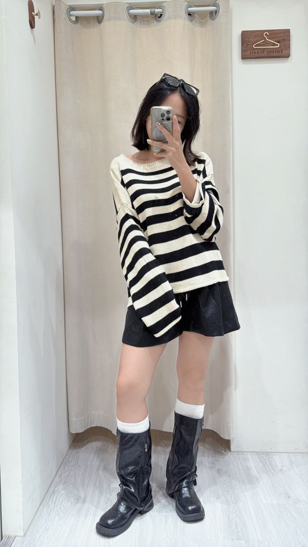 【休閒綁帶皮短褲】 