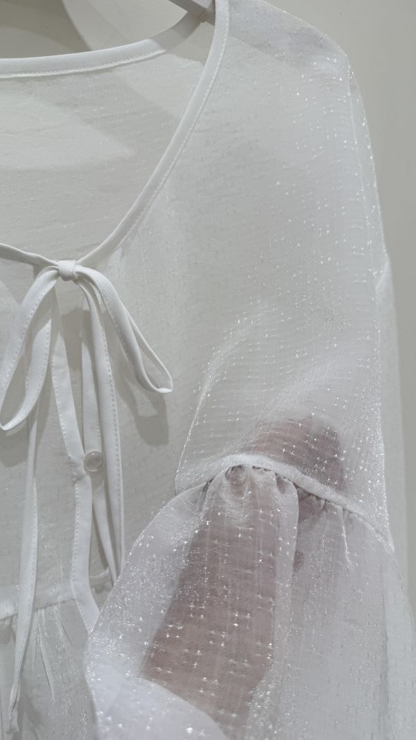 【亮絲雪紡透膚上衣罩衫】 