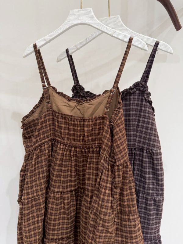 甜美格子蛋糕洋裝 