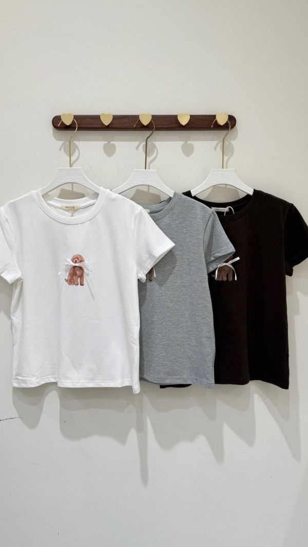 【蝴蝶結狗狗短袖棉T】 