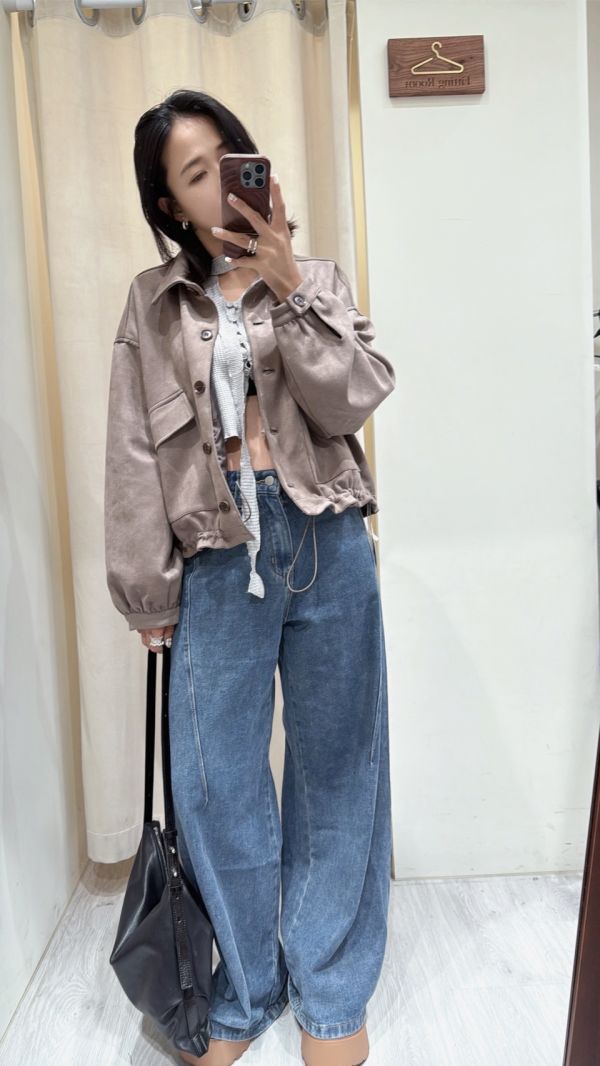 麂皮雙口袋外套 