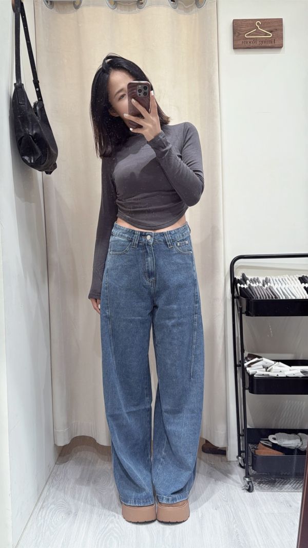 側抓皺小立領親膚上衣 