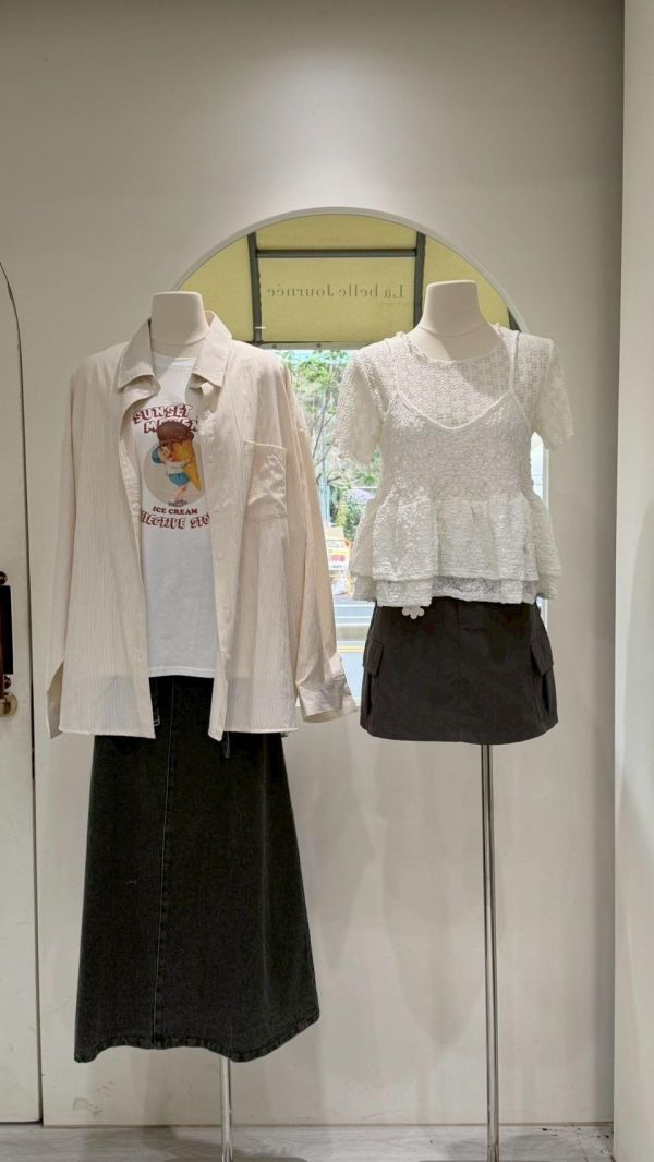 【泡泡布花朵雙層吊帶背心】 