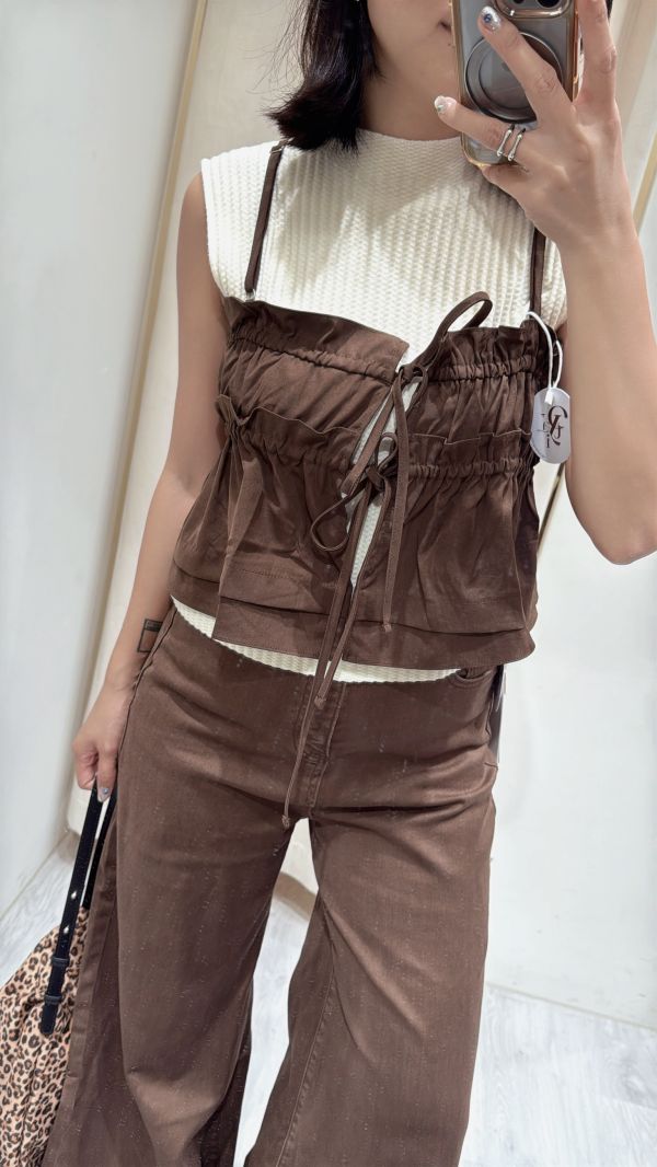 【千層綁帶甜美吊帶】 