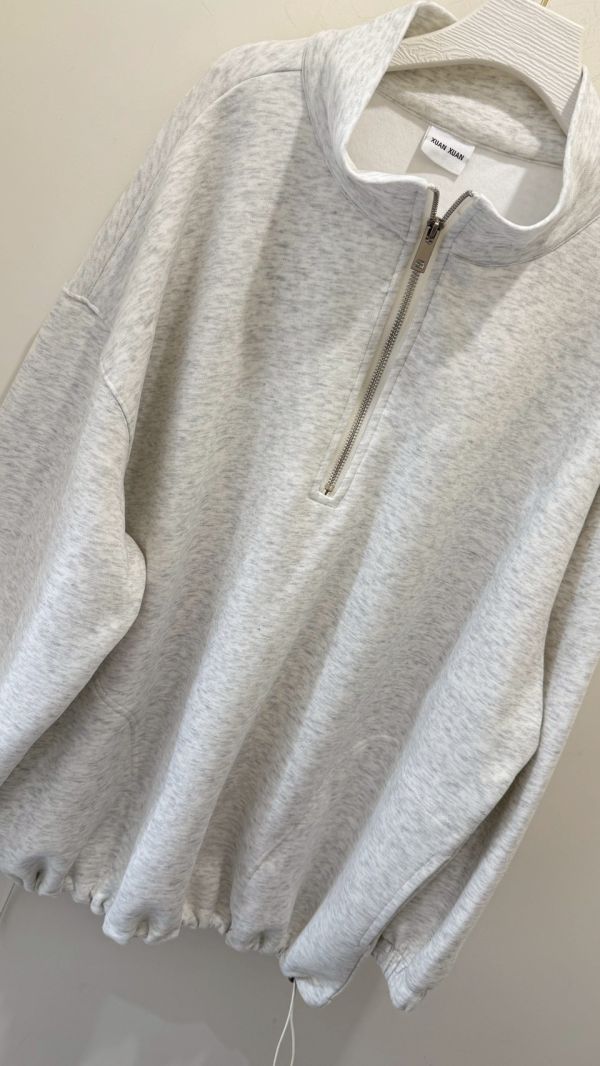 OverSize男友風拉鍊抽皺衛衣 