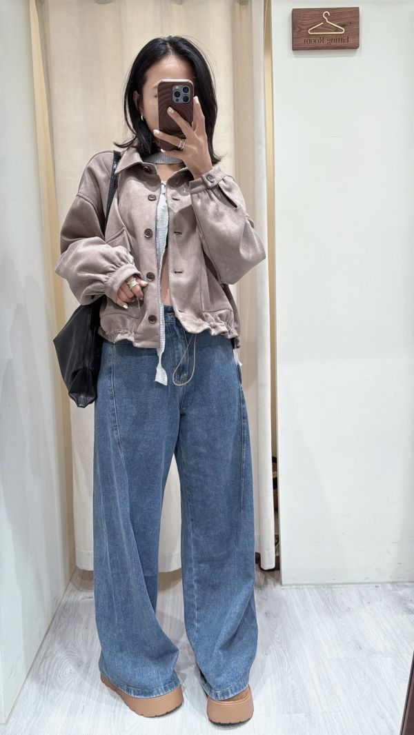 麂皮雙口袋外套 