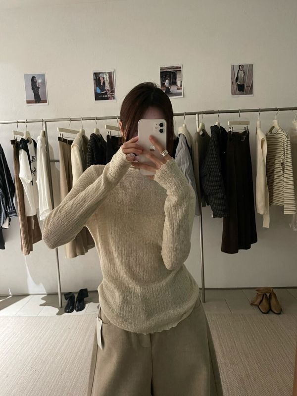 羊毛樹枝紋高領內搭 