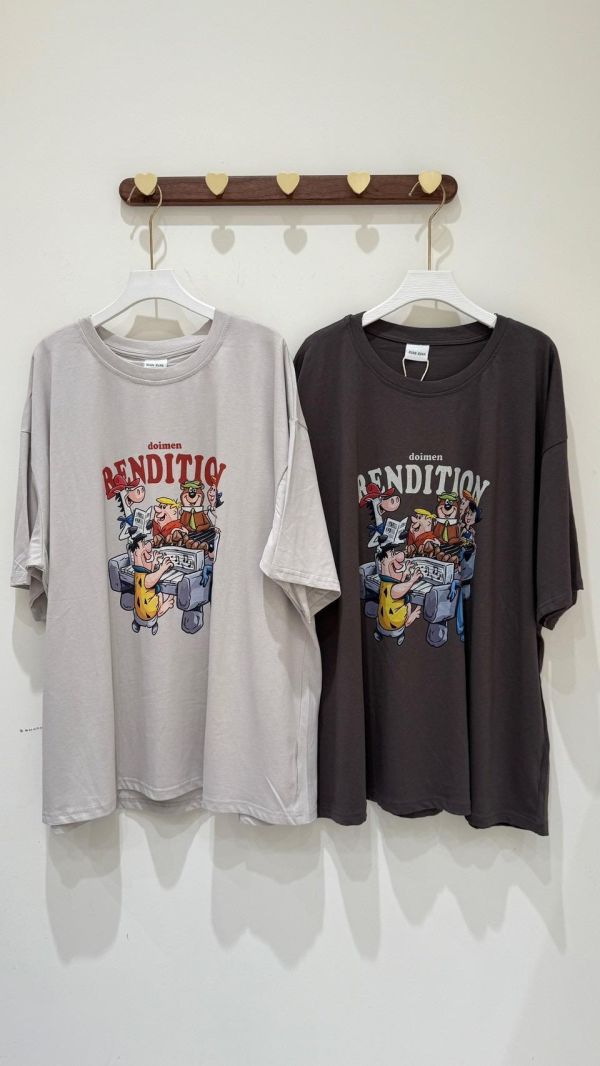 【復古摩登人卡通棉T】 