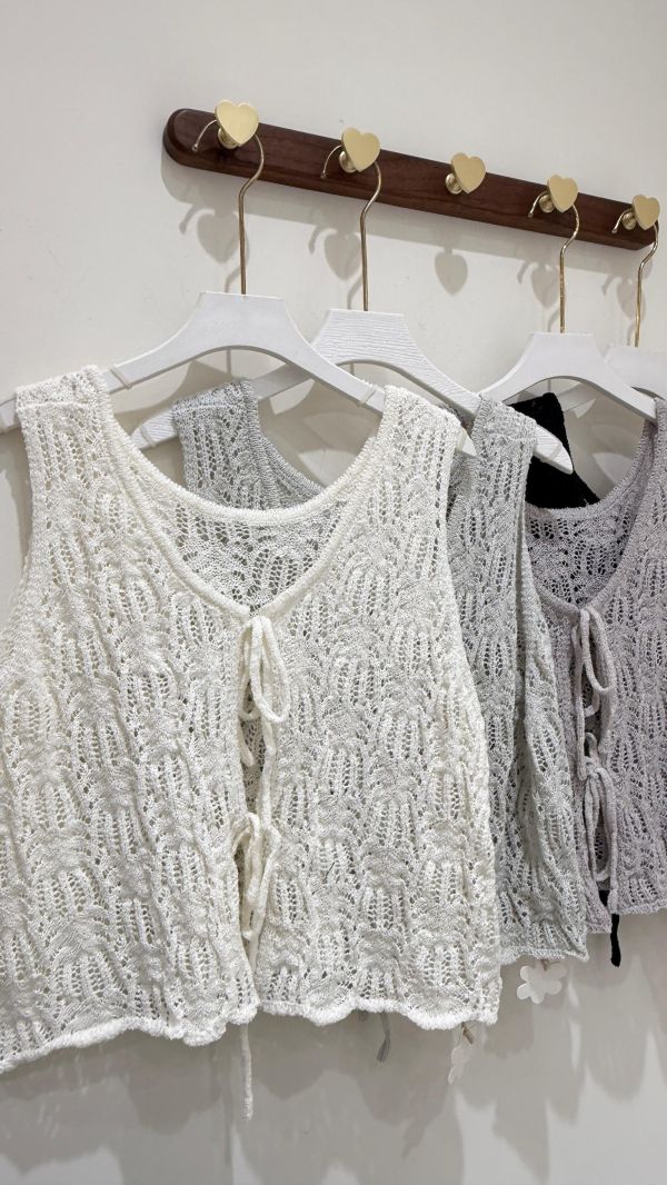 【雙綁帶針織背心】 