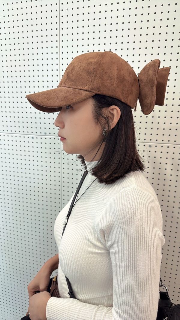 麂皮後蝴蝶結帽 